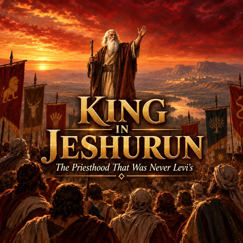 Moses stands before the gathered tribes on the plains of Moab, a king in Jeshurun who belonged to no priestly line but Eden's (Deuteronomy 33:5).